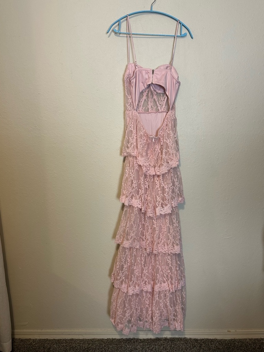 Maniju Dress Pink Lace Gown Dress Size Large - Picture 6 of 9